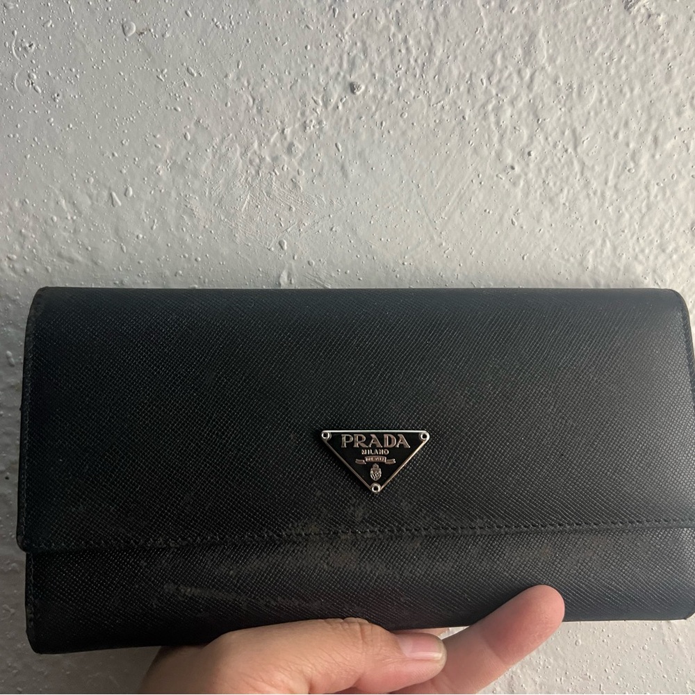 Prada Classic Black Leather Wallet VERY POOR CONDITION
